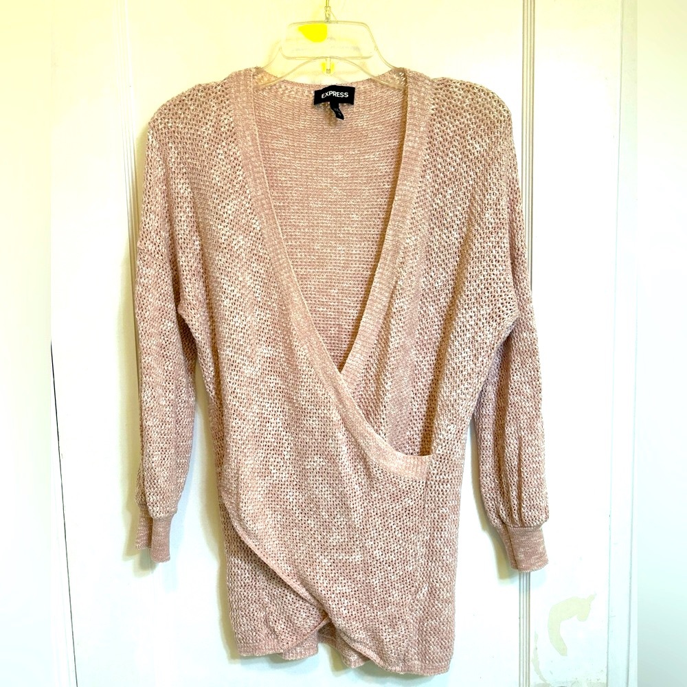 EXPRESS light pink faux wrap sweater, size x-small
